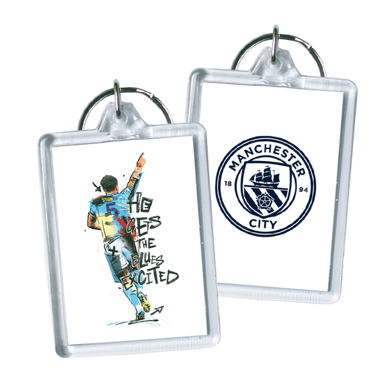 Manchester City Stones Keyring - White