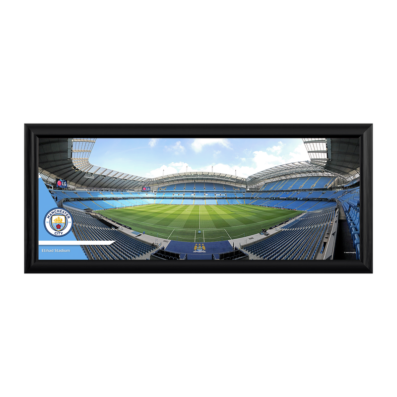 Manchester City Panoramic Empty Stadium Framed Print 30 x 11 Inch - Multicolour
