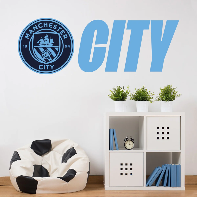 Manchester City Crest and CITY wall sticker - STD