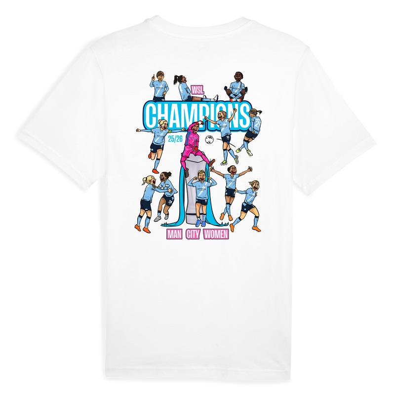 Manchester City Kids WSL Winners 25/26 Tee - White