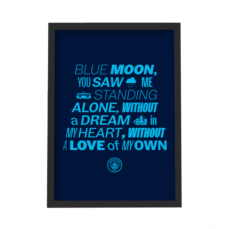 Manchester City Blue Moon Song Poster - Framed
