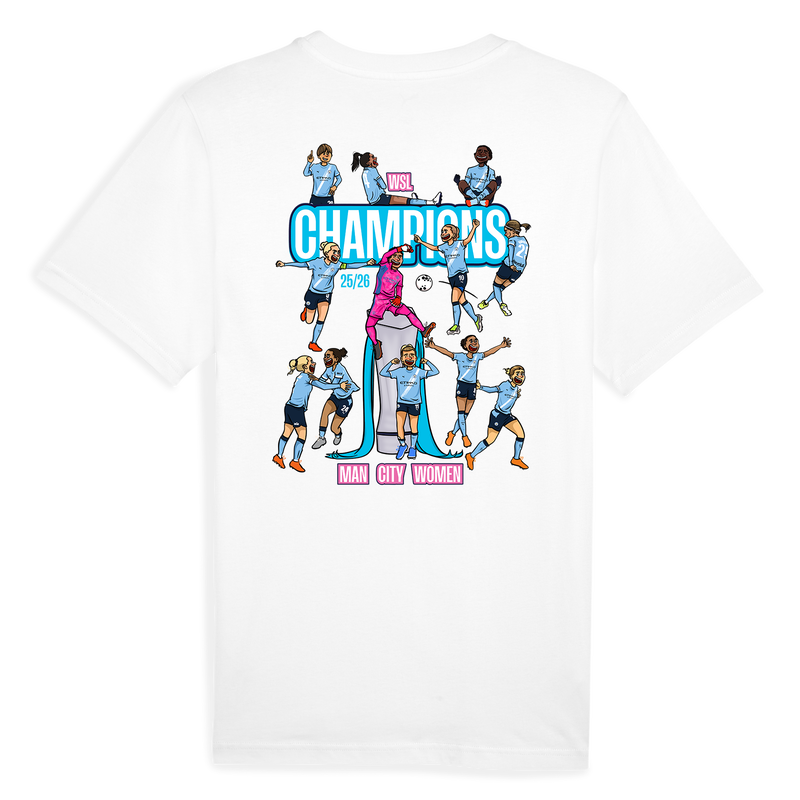 Manchester City Kids WSL Winners 25/26 Tee - White