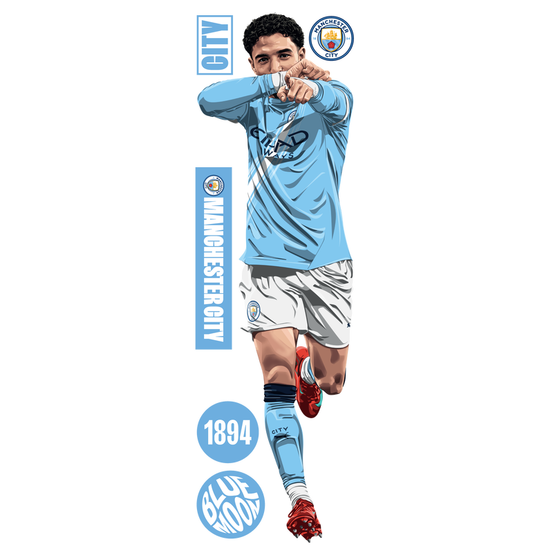 Manchester City Marmoush 25/26 Illustration Wall Sticker  - STD