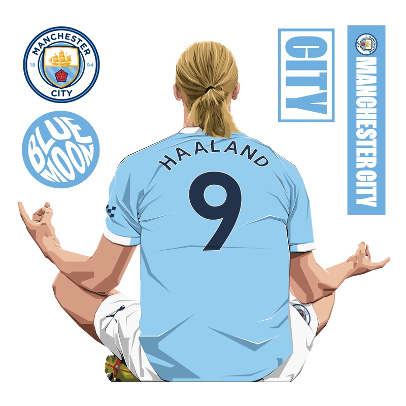 Manchester City Haaland 25/26 Illustration Wall Sticker  - STD