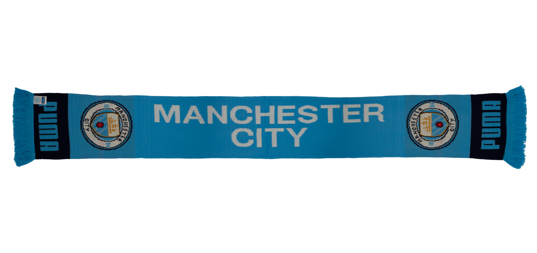 Manchester City Football Club Scarf Blue White Jacquard Badge Crest Official 